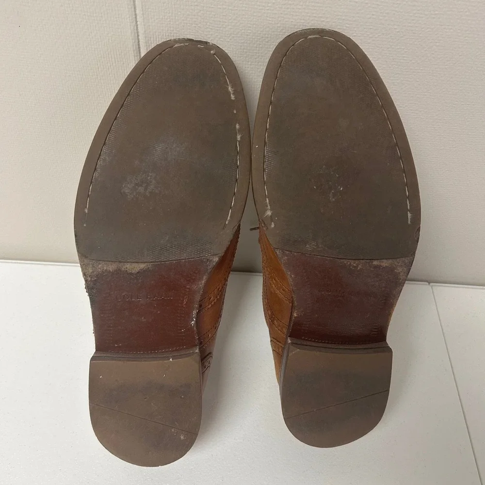 Cole Haan Wingtip‎ Oxford Mens 9.5 M Tan Leather Brogue Dress Shoes C12210